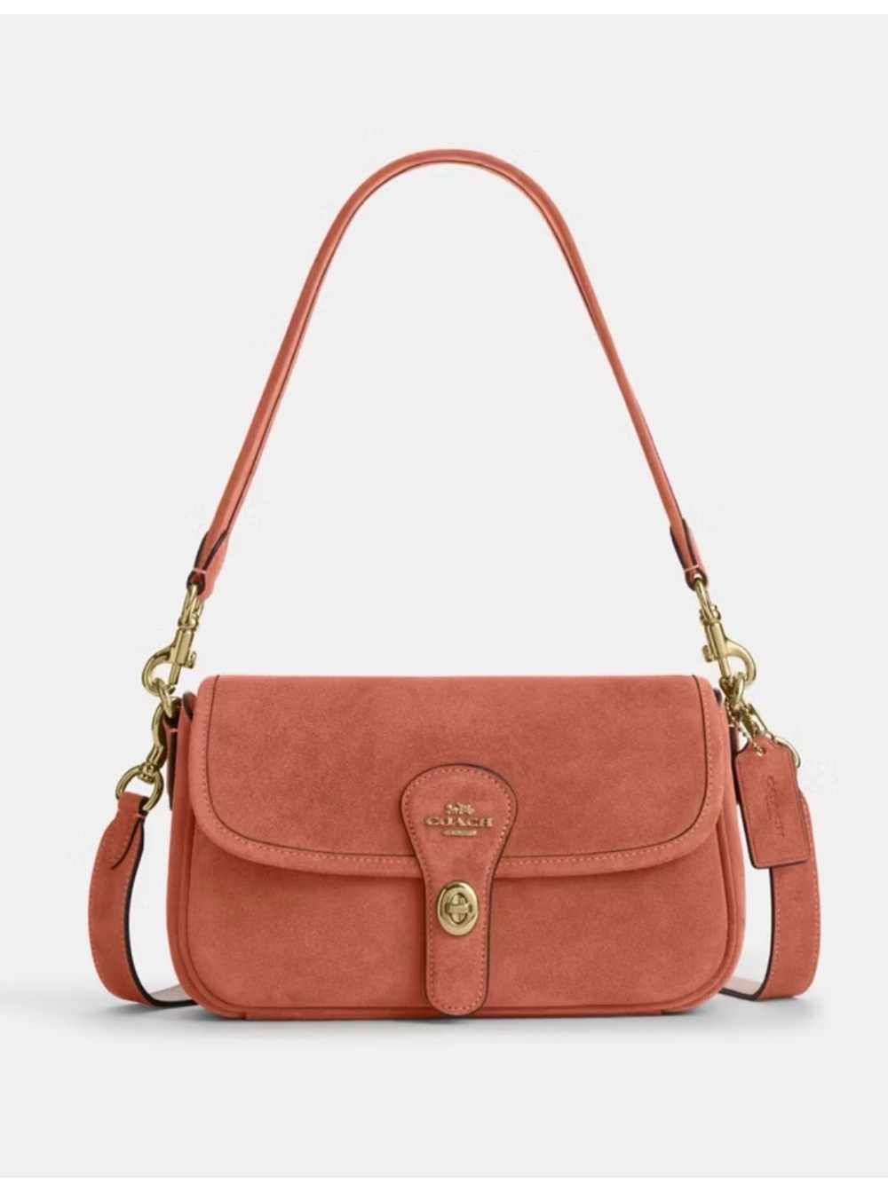 🤎Coach NWT Brown Clay Hadley Suede Shoulder bag with Crossbody & Gold Hardware
